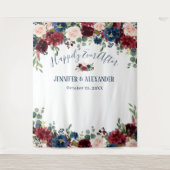 Burgundy Navy Blue Blush Weddenschap Foto Wandkleed (Voorkant)