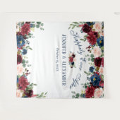 Burgundy Navy Blue Blush Weddenschap Foto Wandkleed (Voorkant (horizontaal))