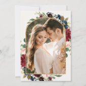 Burgundy Navy Blue Floral Arch Lijst Foto bruiloft Kaart (Achterkant)