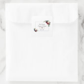 Burgundy Navy Blue Floral Dotted Lijst Wedding Vierkante Sticker (Tas)