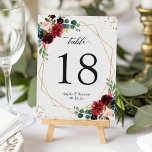 Burgundy Navy Blue Floral Gold Geometric Wedding Kaart<br><div class="desc">Burgundy Red Navy Blue Floral Gold Geometric Lijst Wedding Table Number Kaart. (1) Pas deze sjabloon één voor één aan (bv. van nummer 1 tot xx) en voeg elke nummerkaart afzonderlijk toe aan uw wagen. (2) Voor verdere aanpassing, gelieve de "pas verder"verbinding aan en ons ontwerphulpmiddel te gebruiken om deze...</div>