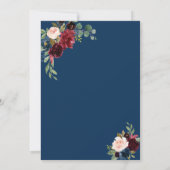 Burgundy Navy Blue Floral Gold Lijst Vrijgezellenf Kaart (Achterkant)