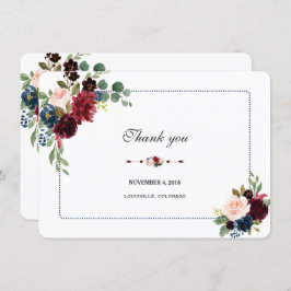Burgundy Navy Blue Floral Lijst Weddenschap Kaart