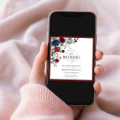 Burgundy Navy Blue Floral Waterverf Script Kaart