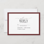 Burgundy Navy Blue Floral Waterverf Script RSVP Kaartje (Achterkant)