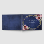 Burgundy Navy Blue Geometric Floral Wedding Gastenboek (Volledig)