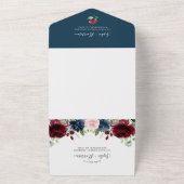 Burgundy Navy Blue Gold Blush Pink Country Weddens All In One Uitnodiging (Buitenkant)