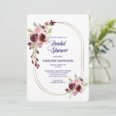 Burgundy Navy Blue Rozen Floral Vrijgezellenfeest Kaart (Staand voorkant)