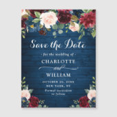 Burgundy Navy Blue Save the Date Magnetische Kaart (Voorkant)