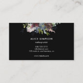 Burgundy Navy Blue Waterverf Floral Geometric Visitekaartje (Achterkant)