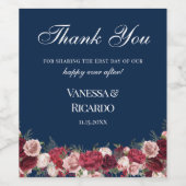 Burgundy Navy Blue Weddenschap Hartelijk dank Wijn Etiket (Enkel label)