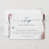 Burgundy & Navy Blue Wedding Meal Choice RSVP Card (Voorkant)