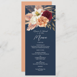 Burgundy Navy Blue Wedding Menu