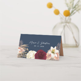 Burgundy Navy Blue Wedding Plaatskaartje