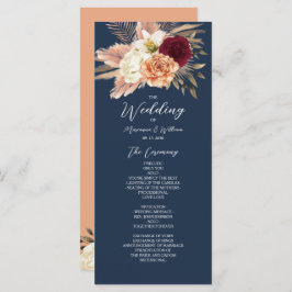 Burgundy Navy Blue Wedding Programmakaart