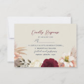 Burgundy Navy Blue Wedding RSVP Kaartje (Voorkant)