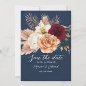 Burgundy Navy Blue Wedding Save The Date (Voorkant)