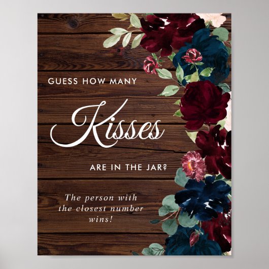 Burgundy & Navy Blue Wood Hoeveel kussens Poster (Voorkant)
