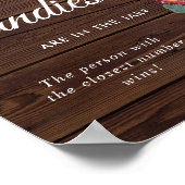 Burgundy & Navy Blue Wood Hoeveel Snoepjes tekenen Poster (Hoek)