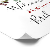 Burgundy Navy Blush Bloem BRUILOFTSDIENST Verwelko Poster (Hoek)