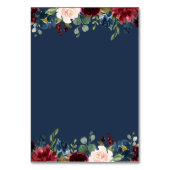 Burgundy Navy Blush Bloemen Bruiloft Escortkaart Kaart (Achterkant)
