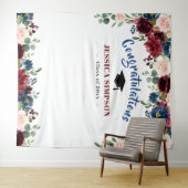 Burgundy Navy Blush Bloemen Foto Grad Backdrop Wandkleed (In Situ (horizontaal))