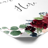 Burgundy Navy Blush Bloemenschildering op maat Poster (Hoek)