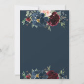 Burgundy Navy Blush Bloemige Trouw Save the Date Kaart (Achterkant)