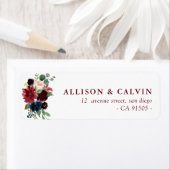 burgundy navy blush floral address label (Insitu)