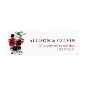 burgundy navy blush floral address label (Voorkant)