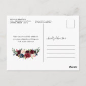 Burgundy Navy Blush Floral Calendar Save the Date Briefkaart (Achterkant)
