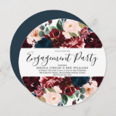 Burgundy Navy Blush Floral Engagement Party Kaart (Voorkant / Achterkant)