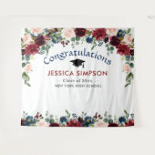 Burgundy Navy Blush Floral Foto Afstuderen achterg Wandkleed (Voorkant (horizontaal))