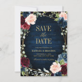 Burgundy Navy Blush Floral Geometric slaat de datu (Voorkant)