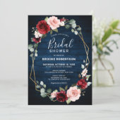 Burgundy Navy Blush Floral Geometric Vrijgezellenf Kaart (Staand voorkant)