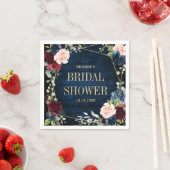 Burgundy Navy Blush Floral Geometric Vrijgezellenf Servet (Insitu)