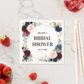 Burgundy Navy Blush Floral Geometric Vrijgezellenf Servet (Insitu)