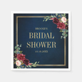 Burgundy Navy Blush Floral Geometric Vrijgezellenf Servet