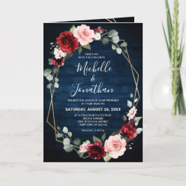 Burgundy Navy Blush Floral Geometric Wedding