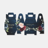 Burgundy Navy Blush Floral Geometric Wedding Bedankdoosjes (Uitgevouwen)