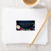 Burgundy Navy Blush Floral Geometric Wedding Etiket (Insitu)