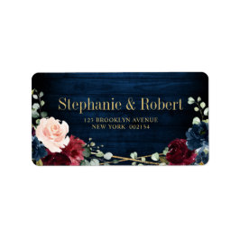 Burgundy Navy Blush Floral Geometric Wedding Etiket