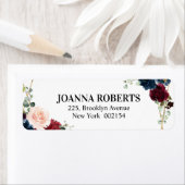 Burgundy Navy Blush Floral Geometric Wedding Etiket (Insitu)