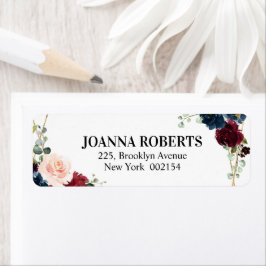 Burgundy Navy Blush Floral Geometric Wedding Etiket