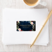 Burgundy Navy Blush Floral Geometric Wedding Etiket (Insitu)