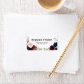 Burgundy Navy Blush Floral Geometric Wedding Etiket (Insitu)