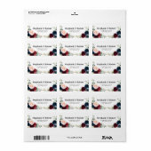 Burgundy Navy Blush Floral Geometric Wedding Etiket (Full Sheet)