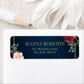 Burgundy Navy Blush Floral Geometric Wedding Label (Insitu)