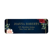 Burgundy Navy Blush Floral Geometric Wedding Label (Voorkant)
