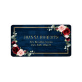 Burgundy Navy Blush Floral Geometric Wedding Label (Voorkant)